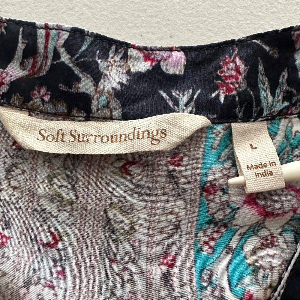 SOFT SURROUNDINGS Milarepa 100% Silk Blouse Women’s Size Large - Picture 7 of 10